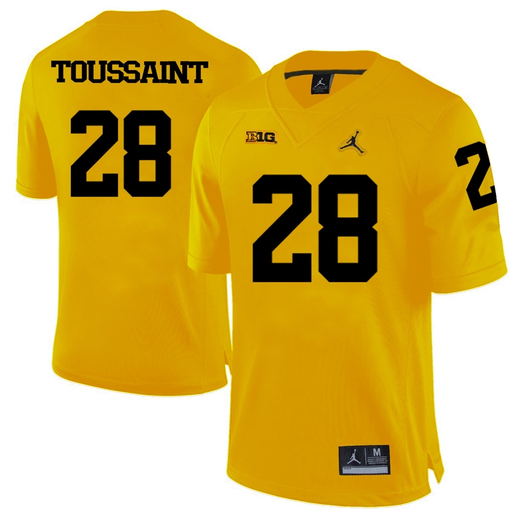 Michigan Wolverines Men's NCAA Fitzgerald Toussaint #28 Yellow College Football Jersey IKT8049UC